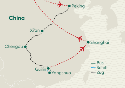 Reiseverlaufskarte China Privatreise